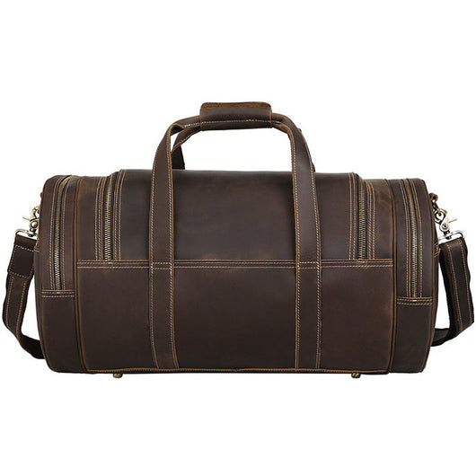 Bolsa de Viaje Cuero Crazy Horse Estilo Retro Europeo - Gran Capacidad para Gym y Aventuras - Image 2