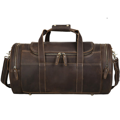 Bolsa de Viaje Cuero Crazy Horse Estilo Retro Europeo - Gran Capacidad para Gym y Aventuras