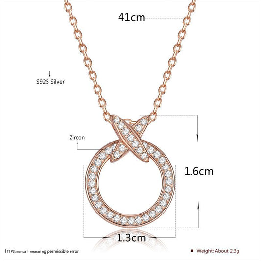 Collar Plata 925 Cruz Circular con Diamantes - Cadena Clavícula - Image 2