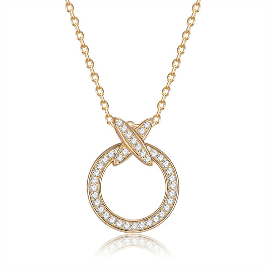 Collar Plata 925 Cruz Circular con Diamantes - Cadena Clavícula - Image 4
