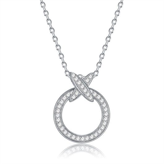Collar Plata 925 Cruz Circular con Diamantes - Cadena Clavícula - Image 6