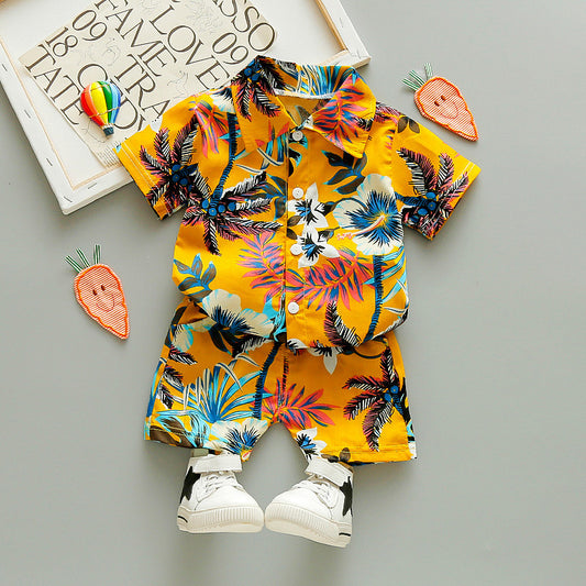 Conjunto de Playa Infantil Floral - Cardigan y Shorts Cortos