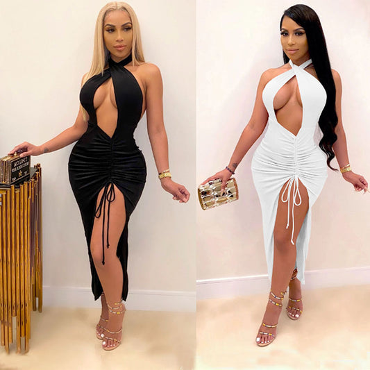 Vestido Plisado Elegante con Abertura Alta