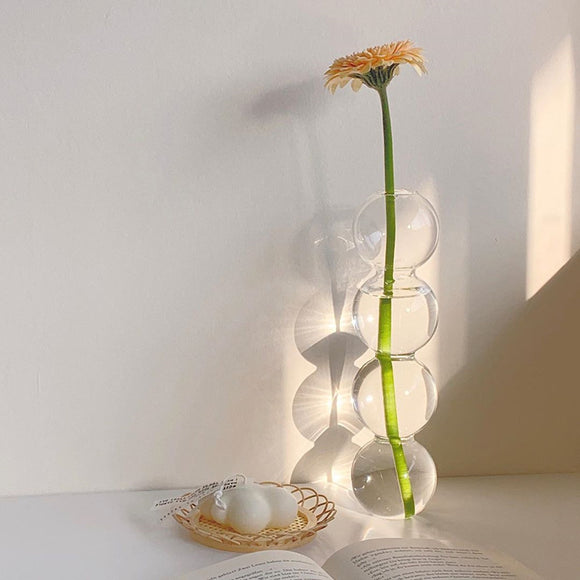 Florero de Cristal Transparente con Diseño de Bola Pequeña