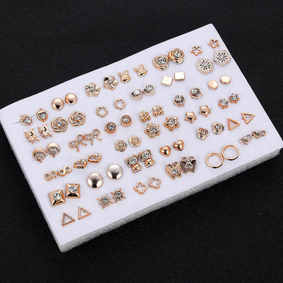 Set de Aretes Dorados y Plateados con Diseño Geométrico y Moño - Pendientes de Moda Coreana - Image 3