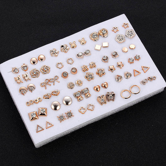 Set de Aretes Dorados y Plateados con Diseño Geométrico y Moño - Pendientes de Moda Coreana - Image 3
