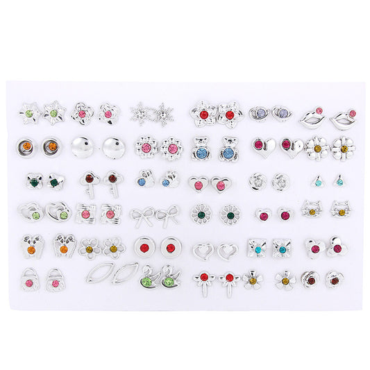 Set de Aretes Dorados y Plateados con Diseño Geométrico y Moño - Pendientes de Moda Coreana