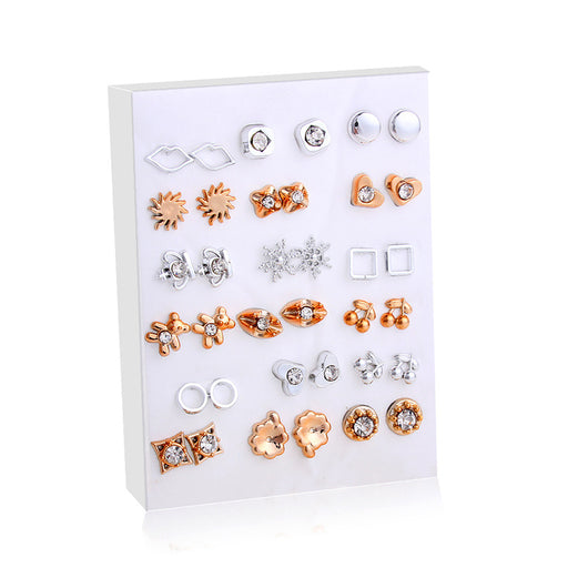 Set de Aretes Dorados y Plateados con Diseño Geométrico y Moño - Pendientes de Moda Coreana - Image 5