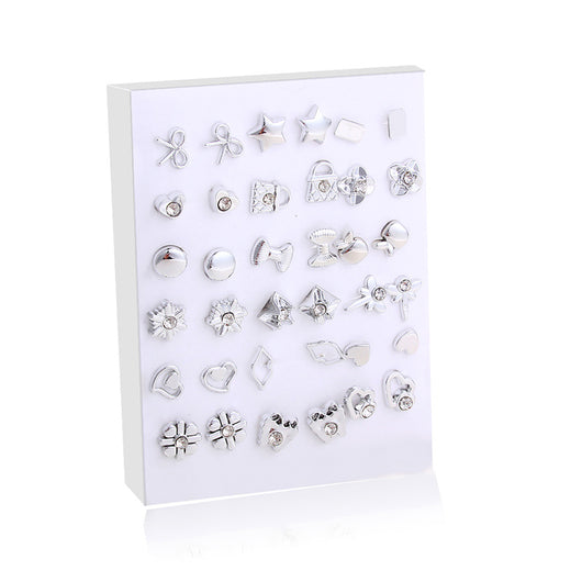 Set de Aretes Dorados y Plateados con Diseño Geométrico y Moño - Pendientes de Moda Coreana - Image 6