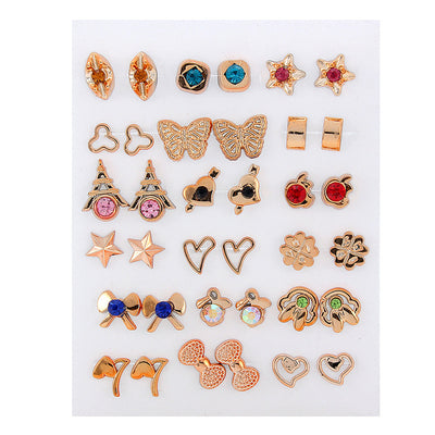 Set de Aretes Dorados y Plateados con Diseño Geométrico y Moño - Pendientes de Moda Coreana - Image 8