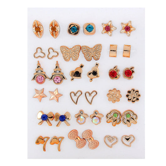 Set de Aretes Dorados y Plateados con Diseño Geométrico y Moño - Pendientes de Moda Coreana - Image 8