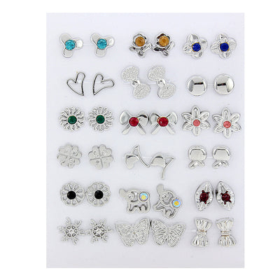Set de Aretes Dorados y Plateados con Diseño Geométrico y Moño - Pendientes de Moda Coreana - Image 9