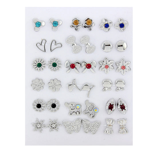 Set de Aretes Dorados y Plateados con Diseño Geométrico y Moño - Pendientes de Moda Coreana - Image 9