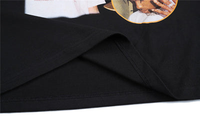 Playera Hip-hop Suelta con Estampado de Caracteres Cuello Redondo Manga Corta - Image 5