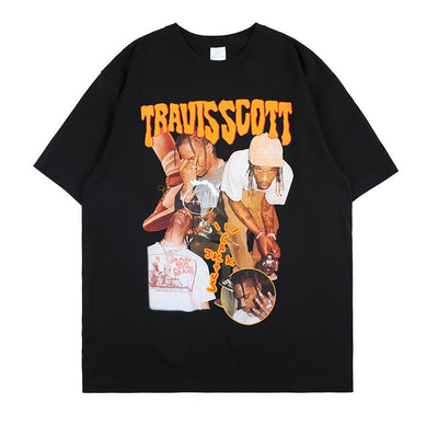 Playera Hip-hop Suelta con Estampado de Caracteres Cuello Redondo Manga Corta - Image 3
