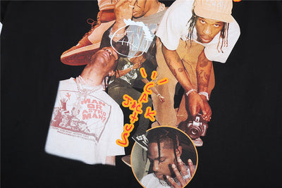 Playera Hip-hop Suelta con Estampado de Caracteres Cuello Redondo Manga Corta - Image 4