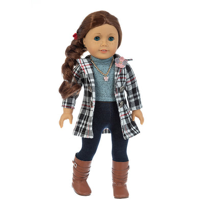Conjunto de Ropa para Muñecas: Chaqueta a Cuadros con Jeans - Image 3