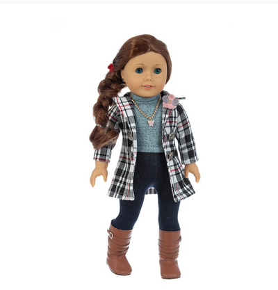Conjunto de Ropa para Muñecas: Chaqueta a Cuadros con Jeans - Image 4