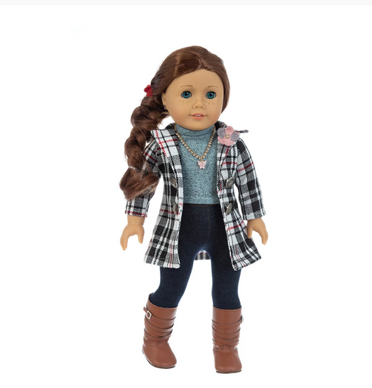 Conjunto de Ropa para Muñecas: Chaqueta a Cuadros con Jeans - Image 4