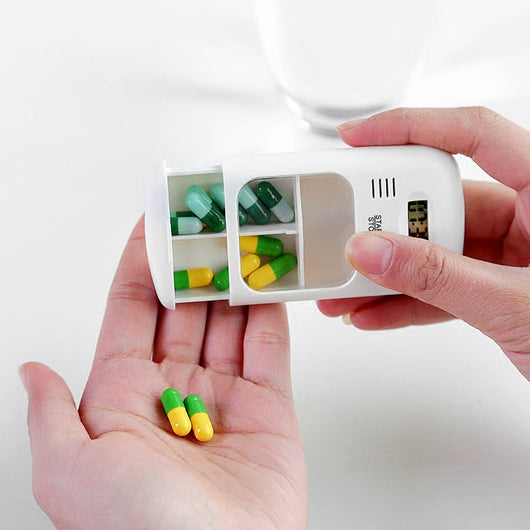 Pastillero Inteligente Portátil con Alarma LED y Recordatorio de Medicinas