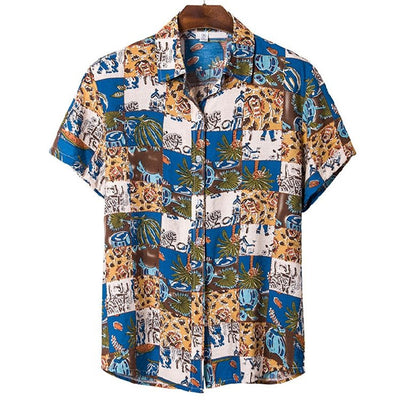 Camisa Floral Holgada de Manga Corta para Playa - Image 18