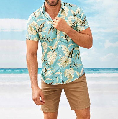 Camisa Floral Holgada de Manga Corta para Playa - Image 16