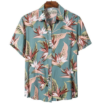 Camisa Floral Holgada de Manga Corta para Playa - Image 10