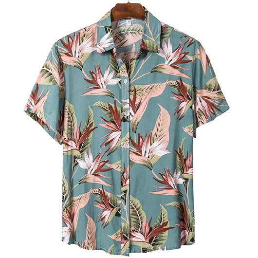 Camisa Floral Holgada de Manga Corta para Playa - Image 10