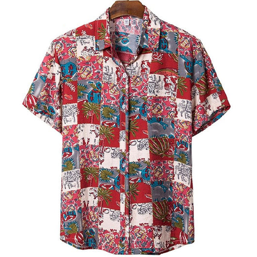 Camisa Floral Holgada de Manga Corta para Playa - Image 2