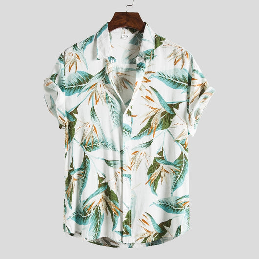Camisa Floral Holgada de Manga Corta para Playa - Image 9