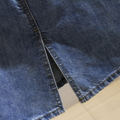 Falda Midi de Mezclilla Azul Talle Alto con Abertura A-line para Mujer - Image 4