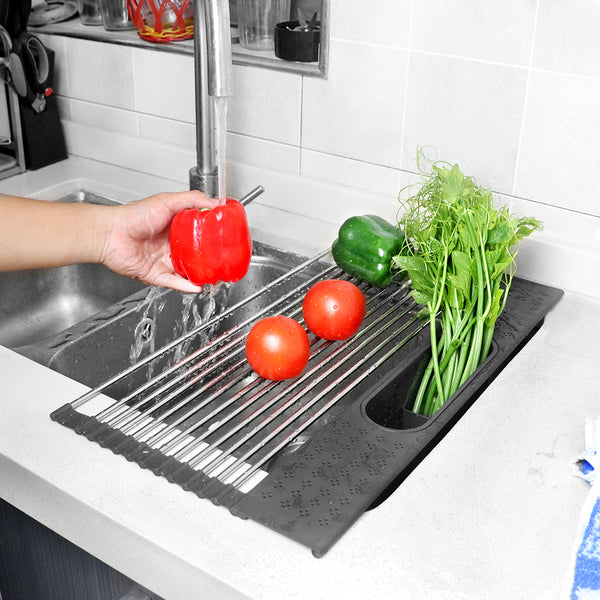 Escurridor de Platos Plegable en Acero Inoxidable