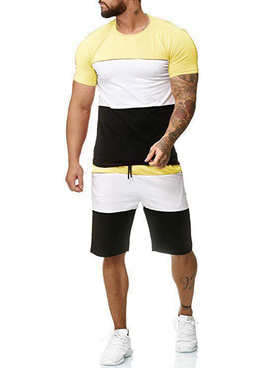 Conjunto Deportivo Hombre con Diseño a Contraste - Camiseta y Pantalón