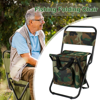 Silla de Camping Plegable con Mochila Térmica y Bolsa Enfriadora Portátil - Image 17