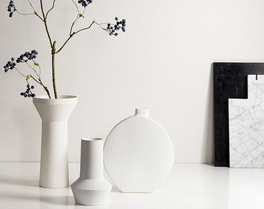 Jarrón de Cerámica Blanca Minimalista para Decoración del Hogar
