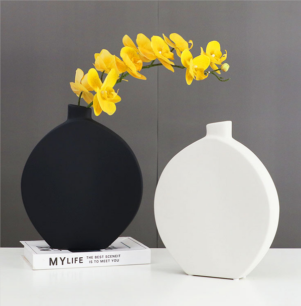 Jarrón de Cerámica Blanca Minimalista para Decoración del Hogar