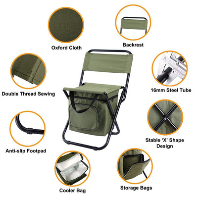Silla de Camping Plegable con Mochila Térmica y Bolsa Enfriadora Portátil - Image 11