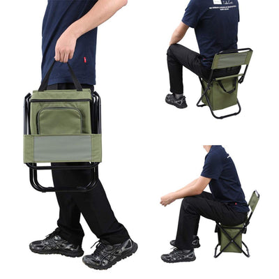 Silla de Camping Plegable con Mochila Térmica y Bolsa Enfriadora Portátil - Image 2