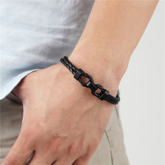 Pulsera de Cuero Tejida para Hombre - Diseño Versátil y Clásico - Image 12