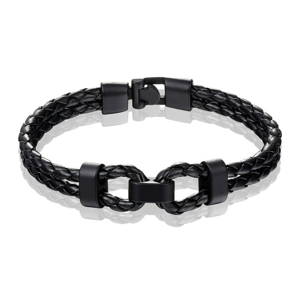 Pulsera de Cuero Tejida para Hombre - Diseño Versátil y Clásico