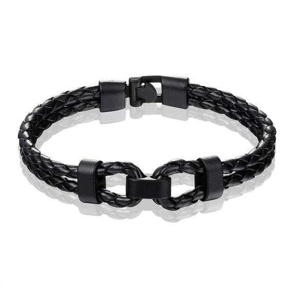 Pulsera de Cuero Tejida para Hombre - Diseño Versátil y Clásico