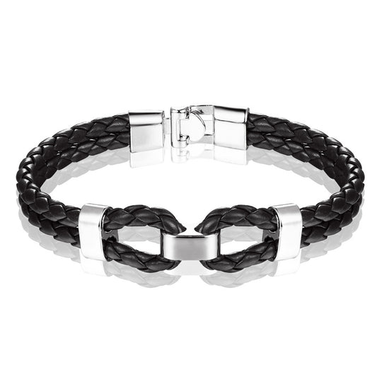 Pulsera de Cuero Tejida para Hombre - Diseño Versátil y Clásico