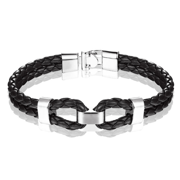 Pulsera de Cuero Tejida para Hombre - Diseño Versátil y Clásico