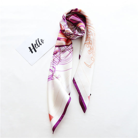 Pañuelo Cuadrado Grande Elegante con Estampado Floral Rosa