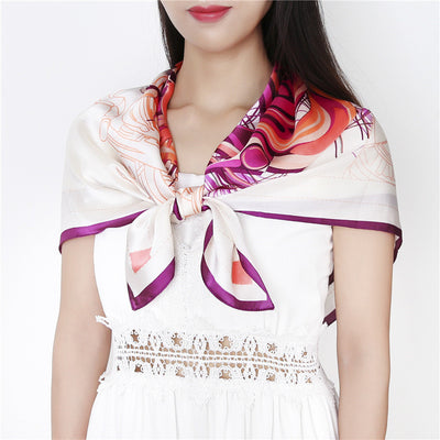 Pañuelo Cuadrado Grande Elegante con Estampado Floral Rosa - Image 3