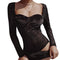 Jumpsuit Retro de Cuello Cuadrado Jacquard Moldeable para Mujer