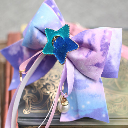 Collar Artesanal Lotus con Moño y Encaje - Diseño Cielo Estrellado para Gatos y Perros - Image 5