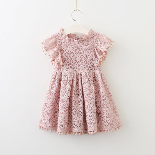 Vestido Princesa Hueco con Mangas Volantes de Encaje