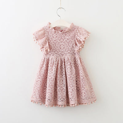 Vestido Princesa Hueco con Mangas Volantes de Encaje