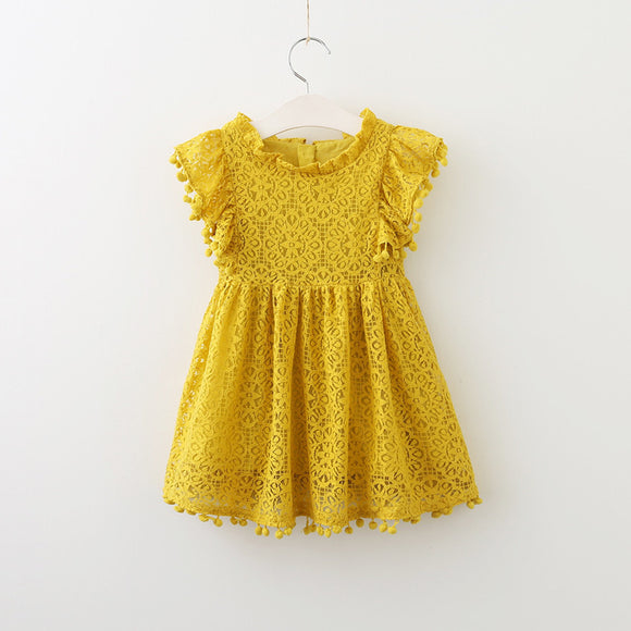 Vestido Princesa Hueco con Mangas Volantes de Encaje